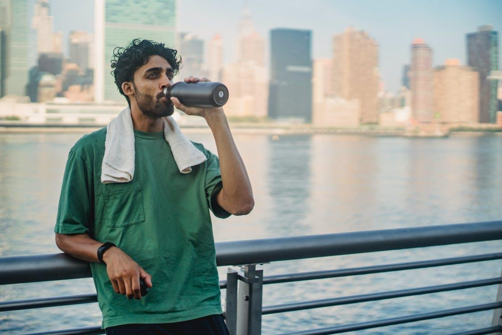 Man drinking protein shake post-workout